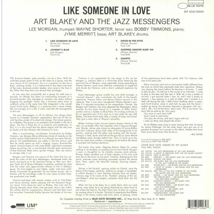 Обратная сторона обложки — Art BLAKEY & THE JAZZ MESSENGERS — Like Someone In Love (Classic Vinyl Series)
