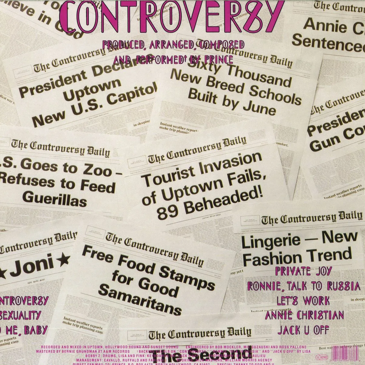 Back cover — Prince — Controversy LP
