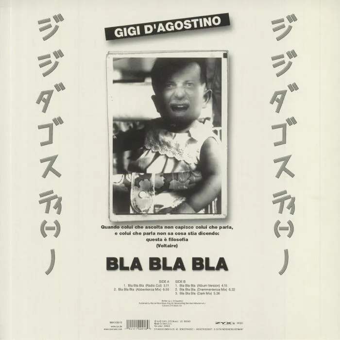 Обратная сторона обложки — Gigi D'AGOSTINO — Bla Bla Bla