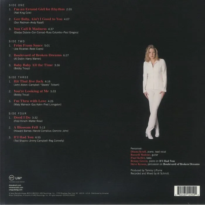 Back cover — Diana KRALL — All For You: A Dedication To The Nat King Cole Trio (Acoustic Sounds Series)