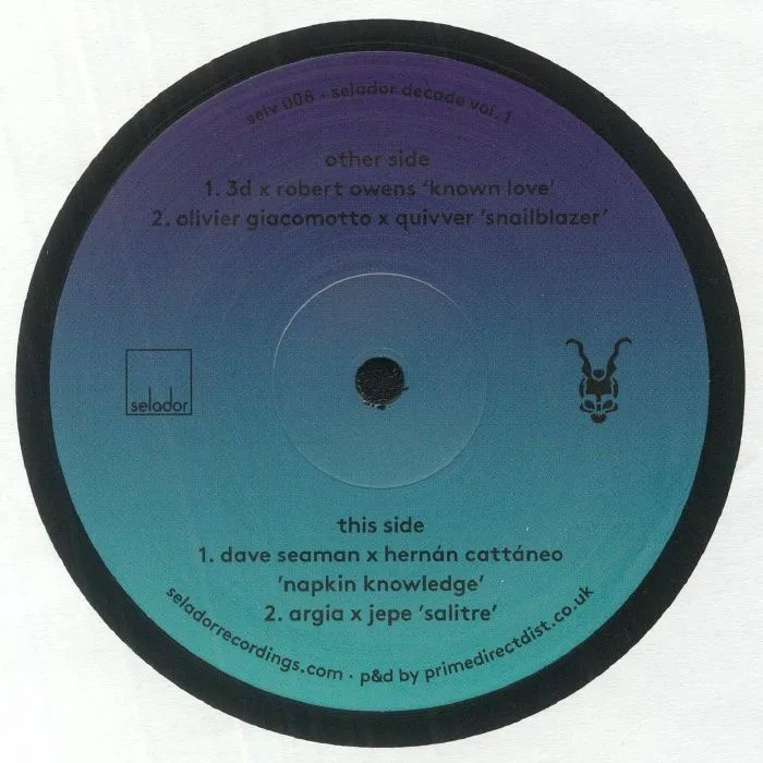 Back cover — 3D / ROBERT OWENS / OLIVIER GIACOMOTTO / QUIVVER / DAVE SEAMAN / HERNAN CATTANEO / ARGIA / JEPE — Selador Decade Vol 1