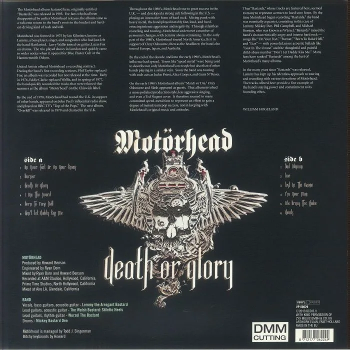 Back cover — MOTORHEAD — Death Or Glory