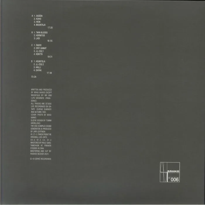 Обратная сторона обложки — 0 aka MIKA VAINIO — Metri (reissue)