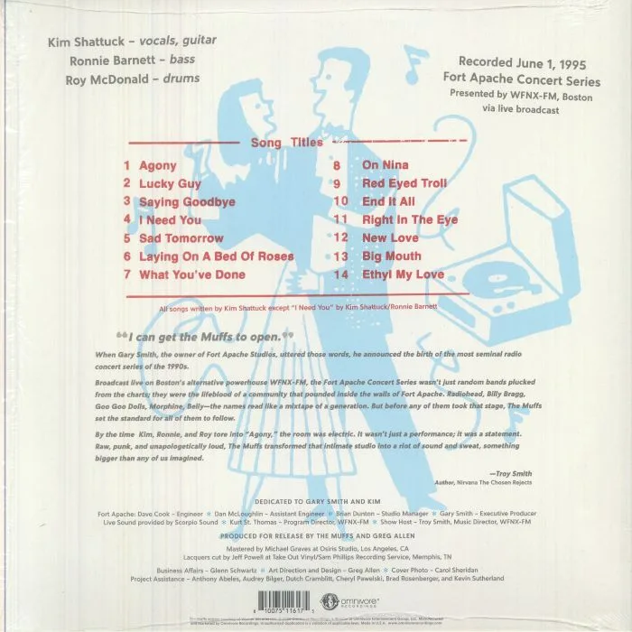 Back cover — The MUFFS — Live At Fort Apache (Record Store Day RSD 2026)