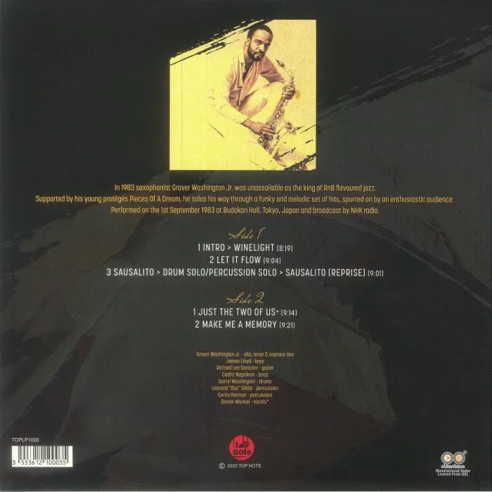 Back cover — Grover Jr WASHINGTON with PIECES OF A DREAM — Budokan Hall Tokyo 1983