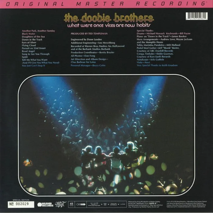 Back cover — The DOOBIE BROTHERS — What Were Once Vices Are Now Habits