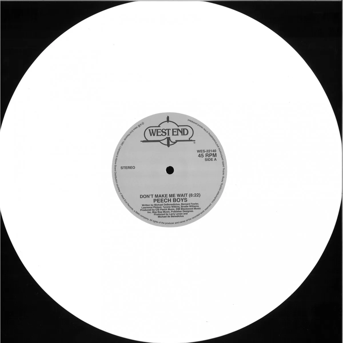 Peech Boys — DON'T MAKE ME WAIT (White vinyl Repress)