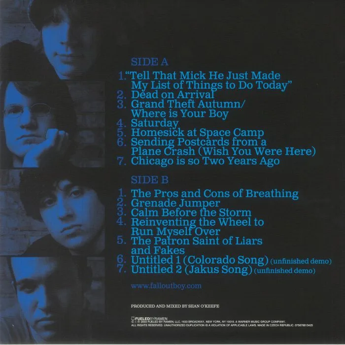 Обратная сторона обложки — FALL OUT BOY — Take This To Your Grave (20th Anniversary Edition)