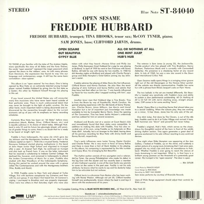 Обратная сторона обложки — Freddie HUBBARD — Open Sesame (reissue)
