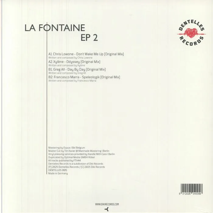 Обратная сторона обложки — Chris LOWONE / XYLENE / GREG ALL / FRANCESCO MARRA — La Fontaine EP 2