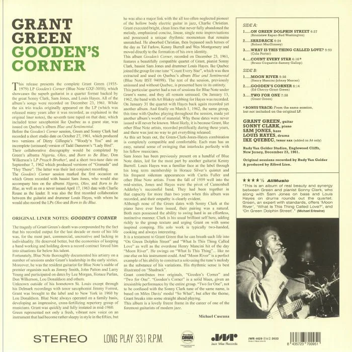 Back cover — Grant GREEN — Gooden's Corner (reissue)