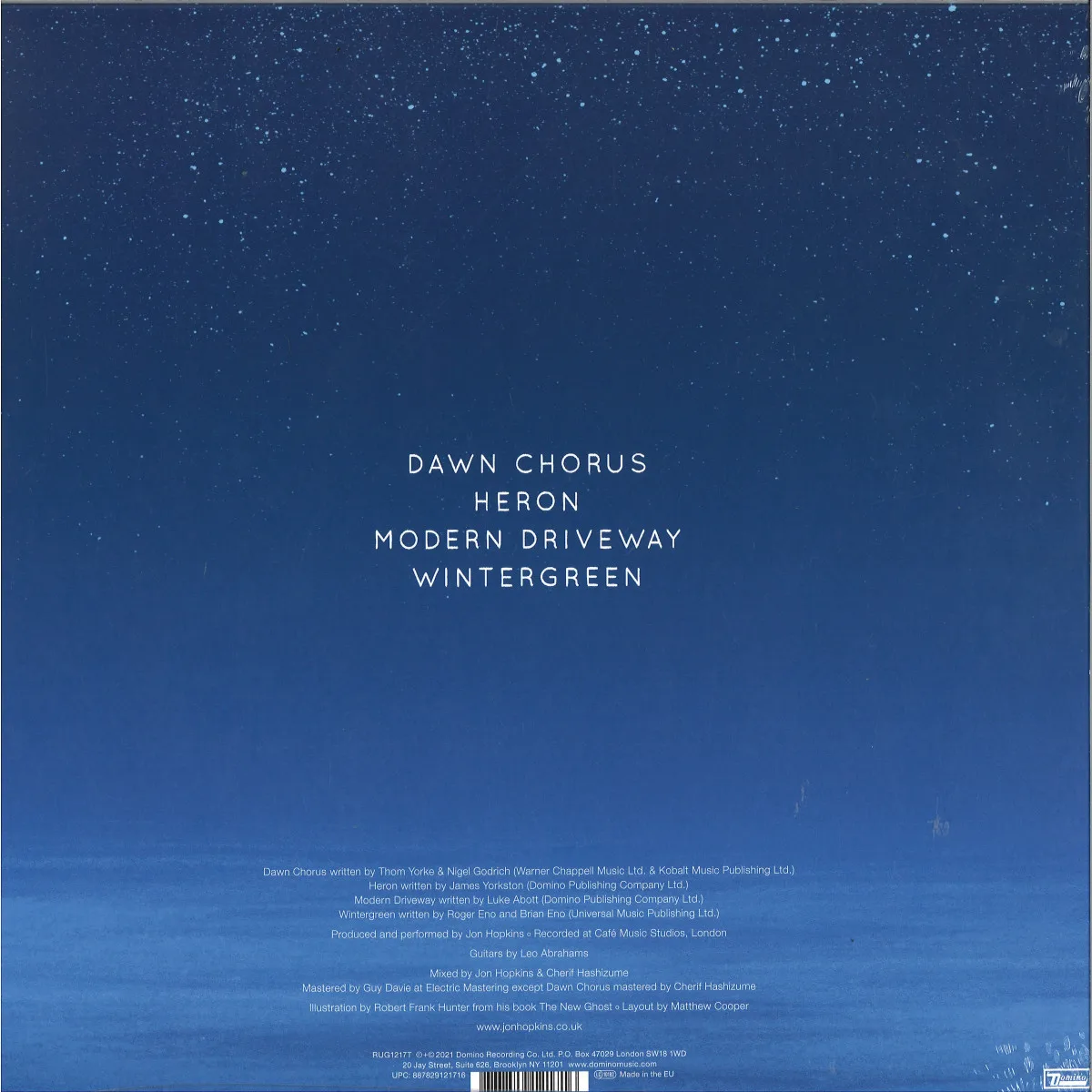 Back cover — Jon Hopkins — Piano Versions