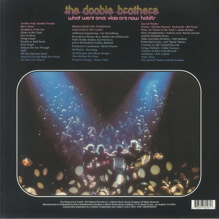 Обратная сторона обложки — The DOOBIE BROTHERS — What Were Once Vices Are Now Habits (50th Anniversary Edition)
