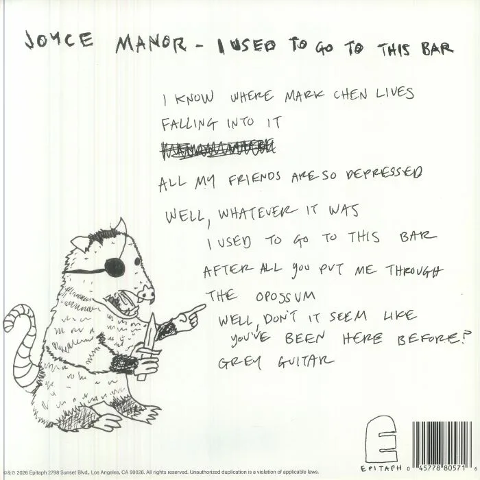 Обратная сторона обложки — JOYCE MANOR — I Used To Go To This Bar