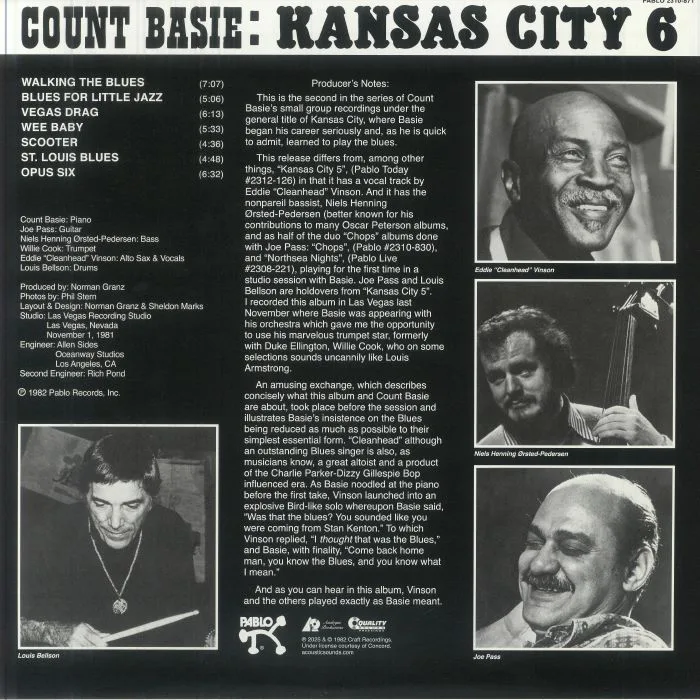 Back cover — COUNT BASIE 6 — Kansas City