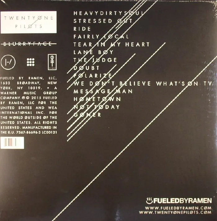 Back cover — TWENTY ONE PILOTS — Blurryface