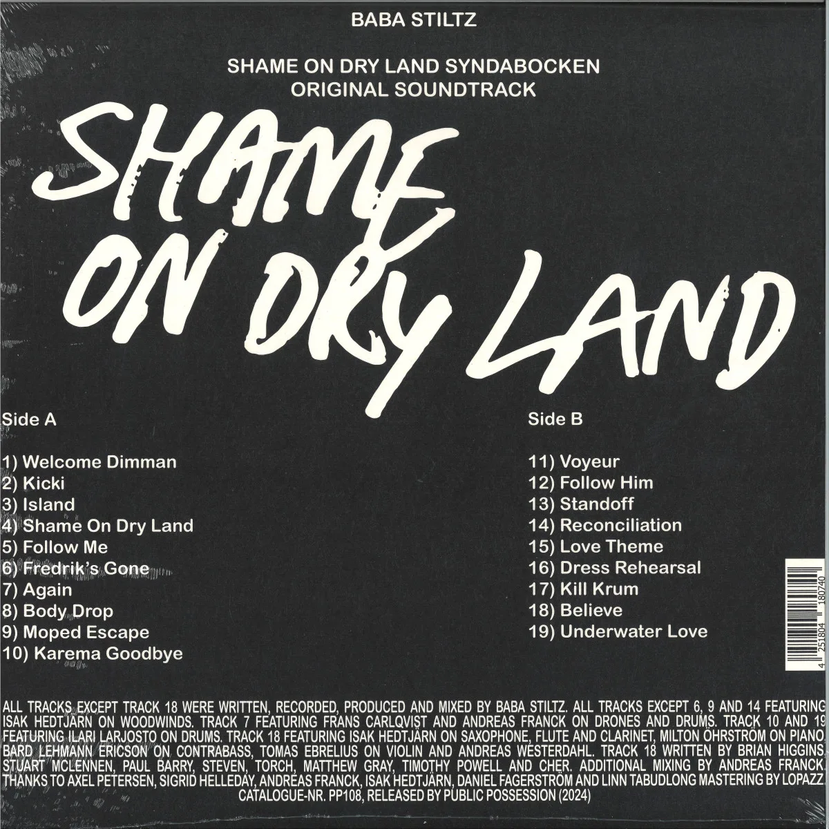 Back cover — Baba Stiltz — Shame on Dry Land LP