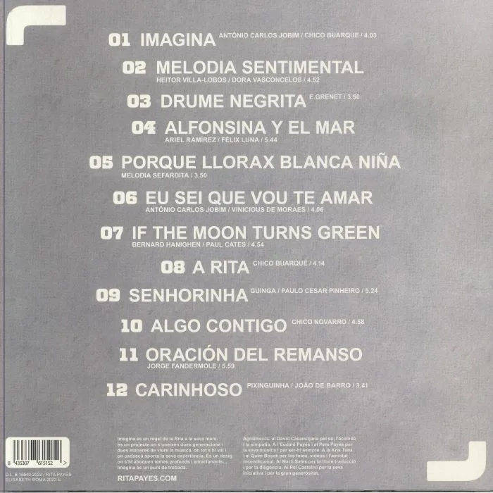 Back cover — Rita PAYES / ELISABETH ROMA — Imagina (reissue)