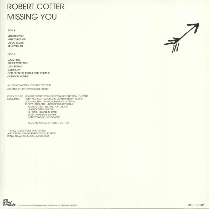 Back cover — Robert COTTER — Missing You (reissue)