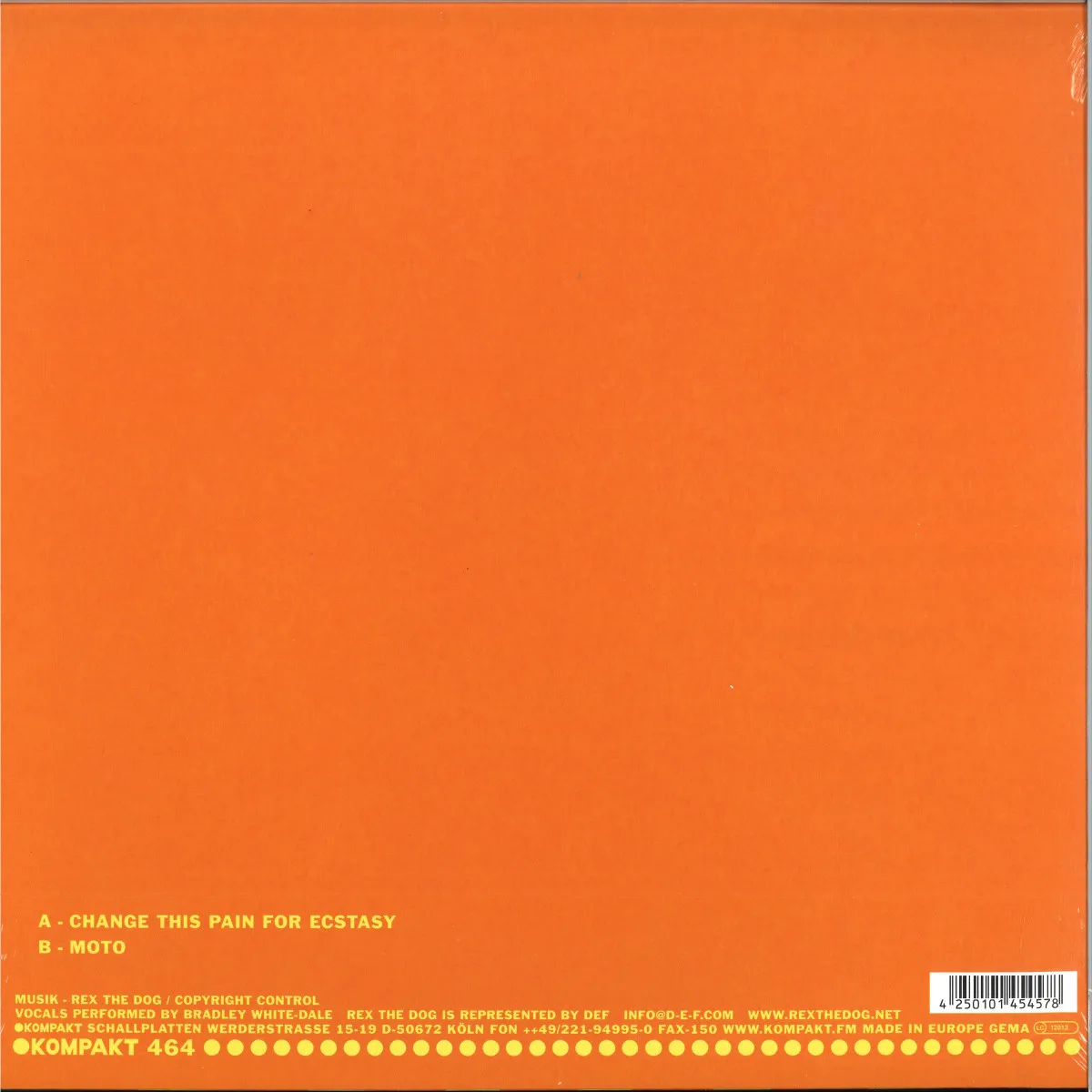 Back cover — Rex The Dog — Change This Pain For Ecstasy