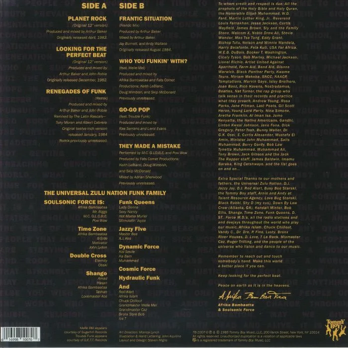 Обратная сторона обложки — AFRIKA BAMBAATAA & SOULSONIC FORCE — Planet Rock: The Album (reissue)