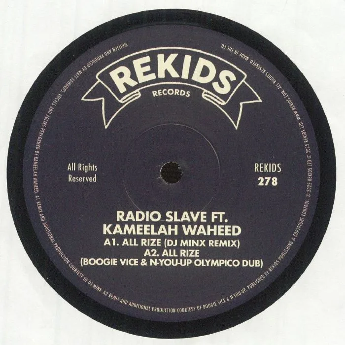 Front cover — RADIO SLAVE feat KAMEELAH WAHEED — All Rize (remixes)
