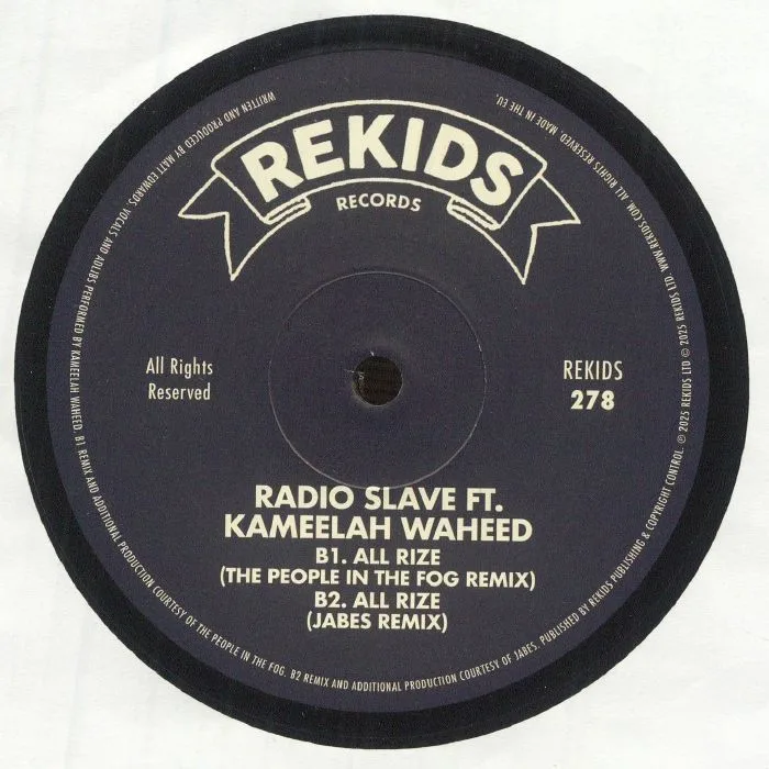 Back cover — RADIO SLAVE feat KAMEELAH WAHEED — All Rize (remixes)