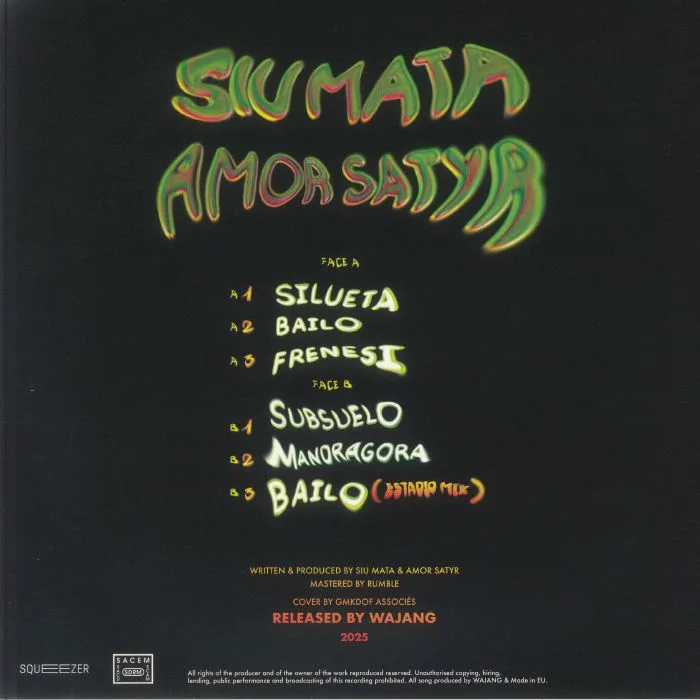 Back cover — Siu MATA / AMOR SATYR — Speed Dembow Vol 3