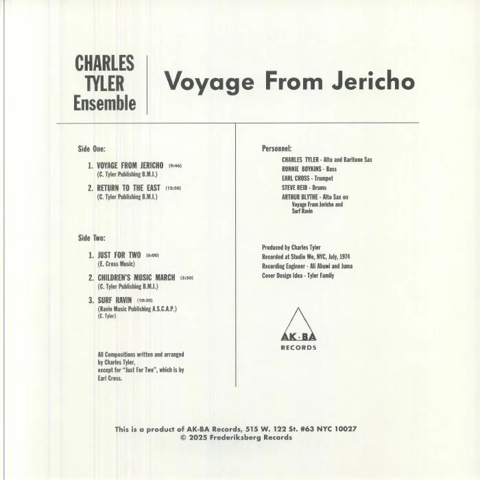 Обратная сторона обложки — CHARLES TYLER ENSEMBLE — Voyage From Jericho (50th Anniversary Edition)