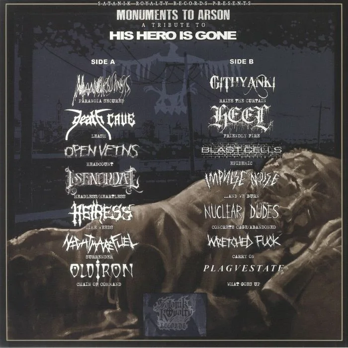 Back cover — VARIOUS — Monuments To Arson: A Tribute To His Hero Is Gone