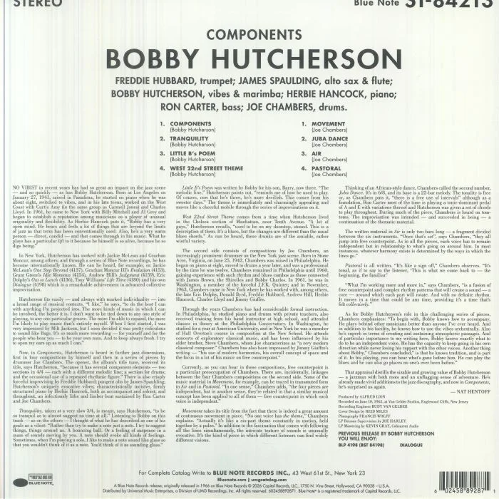 Обратная сторона обложки — Bobby HUTCHERSON — Components (Tone Poet Series)