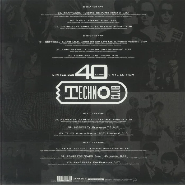 Обратная сторона обложки — VARIOUS — 40 Years Techno Club: The 80s