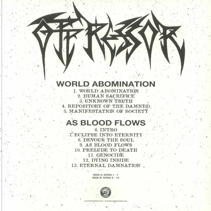 Back cover — OPPRESSOR — The Demos