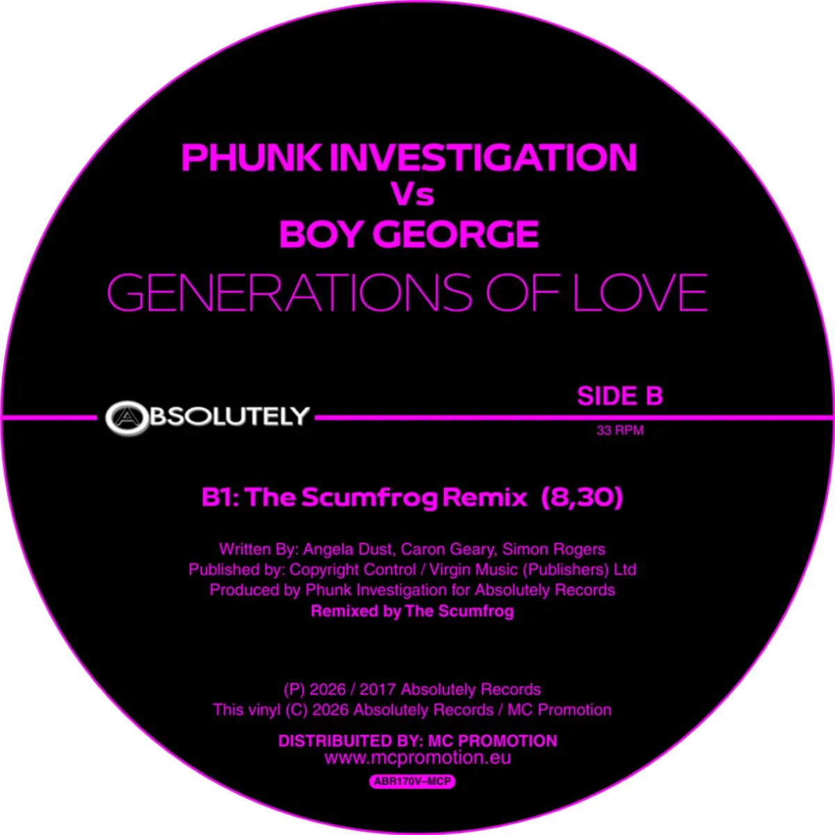 Обратная сторона обложки — Phunk Investigation vs Boy George — Generations Of Love