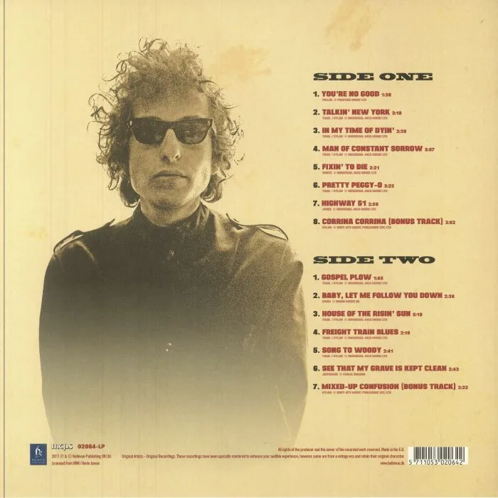 Обратная сторона обложки — Bob DYLAN — Bob Dylan (reissue)