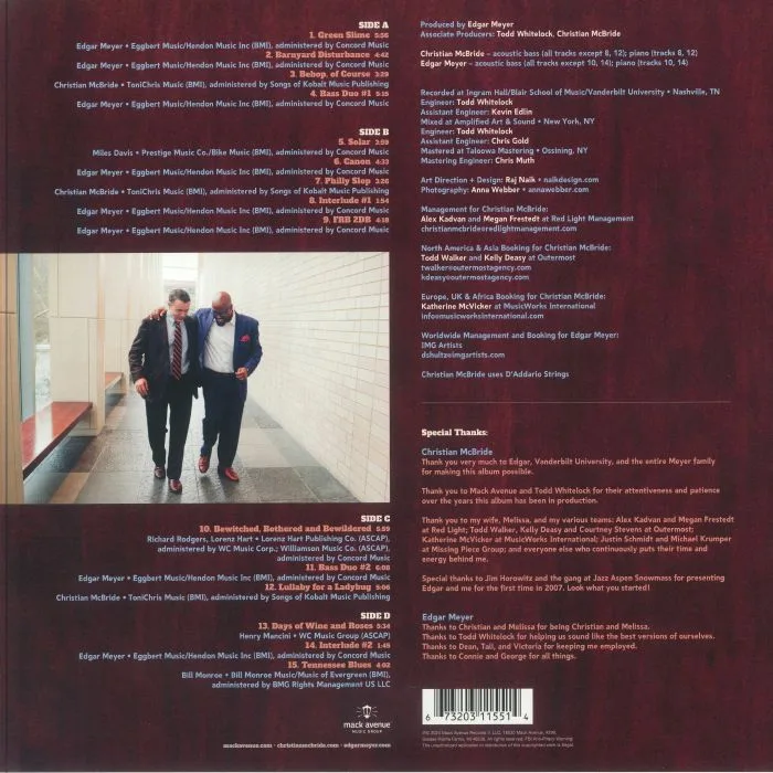 Обратная сторона обложки — Christian McBRIDE / EDGAR MEYER — But Who's Gonna Play The Melody? (Record Store Day RSD 2024)