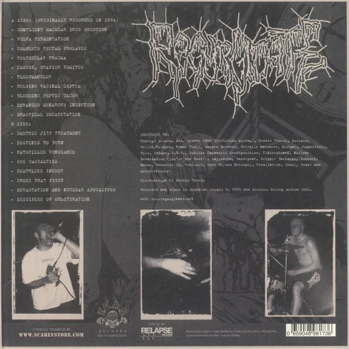 Back cover — REGURGITATE — Hatefilled Vengeance (reissue)