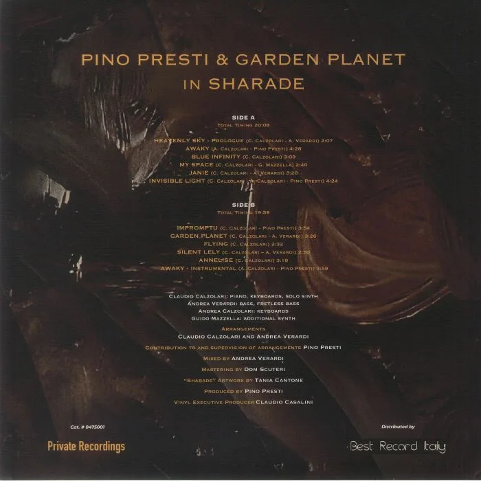 Обратная сторона обложки — Pino PRESTI / GARDEN PLANET — Sharade