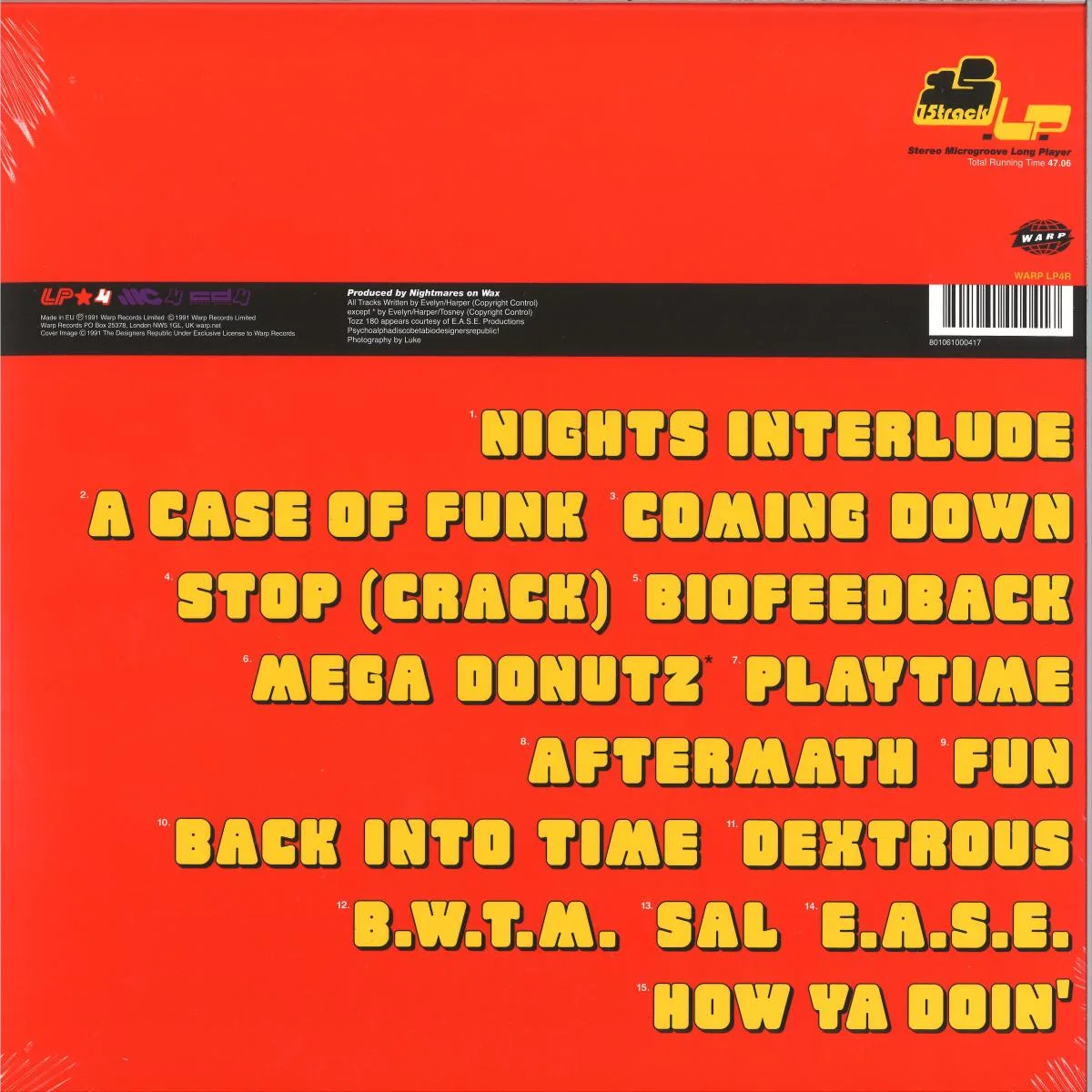 Back cover — Nightmares On Wax — A Word Of Science (2lp+mp3/gatefold)