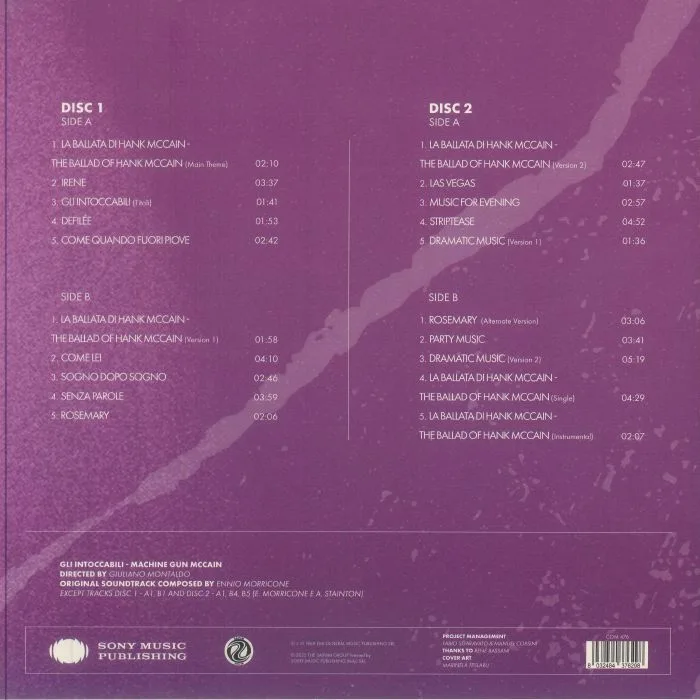 Back cover — Ennio MORRICONE — Gli Intoccabili (Soundtrack)