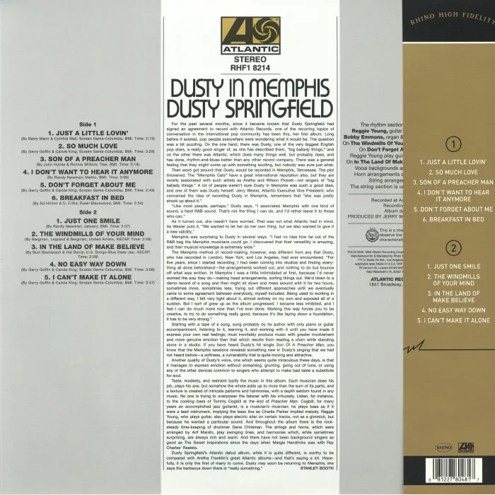 Back cover — Dusty SPRINGFIELD — Dusty In Memphis