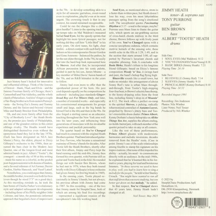 Обратная сторона обложки — JIMMY HEATH QUARTET — You've Changed (reissue)