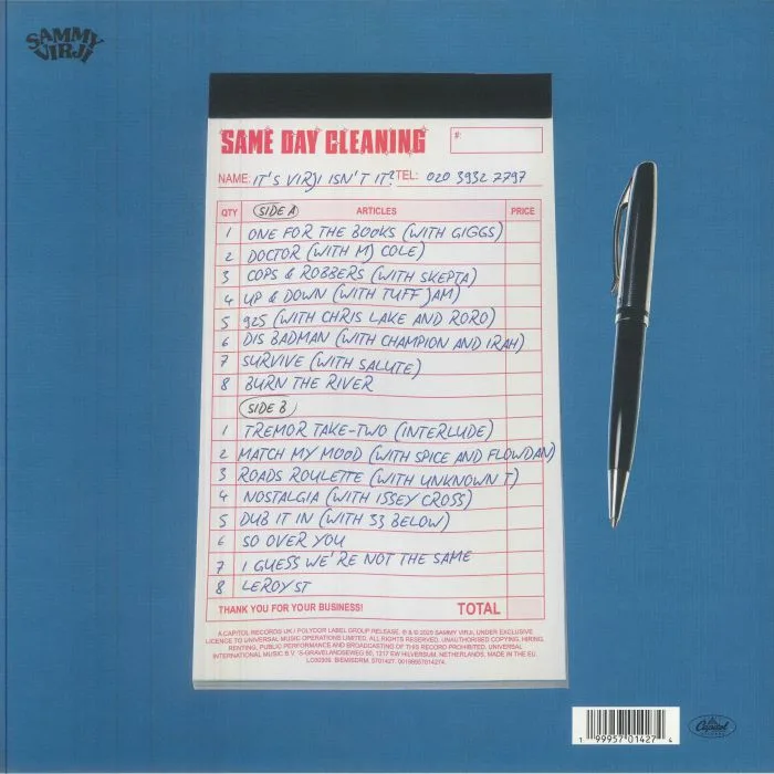 Обратная сторона обложки — Sammy Virji — Same Day Cleaning LP
