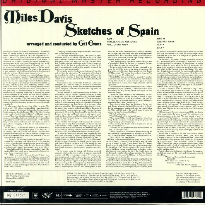 Обратная сторона обложки — Miles DAVIS — Sketches Of Spain