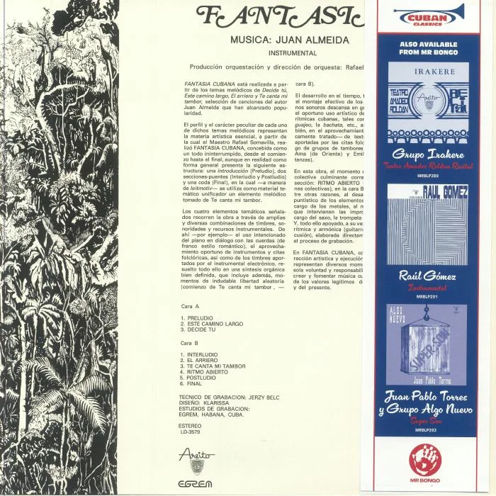 Back cover — Juan ALMEIDA — Fantasia