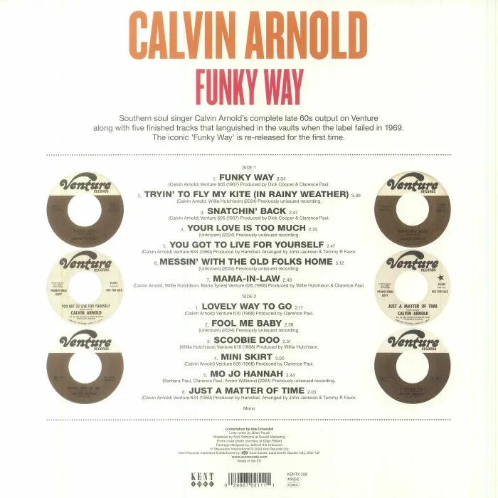 Обратная сторона обложки — Calvin ARNOLD — Funky Way: Venture Recordings 1967-1969