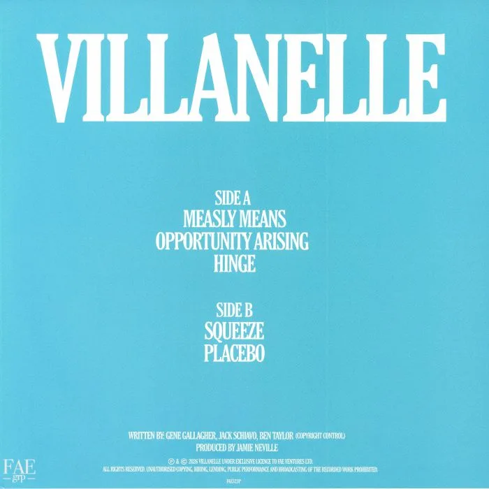 Back cover — VILLANELLE — Measly Means