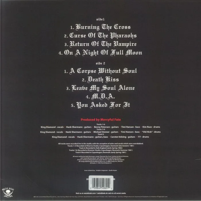Обратная сторона обложки — MERCYFUL FATE — Return Of The Vampire (reissue)