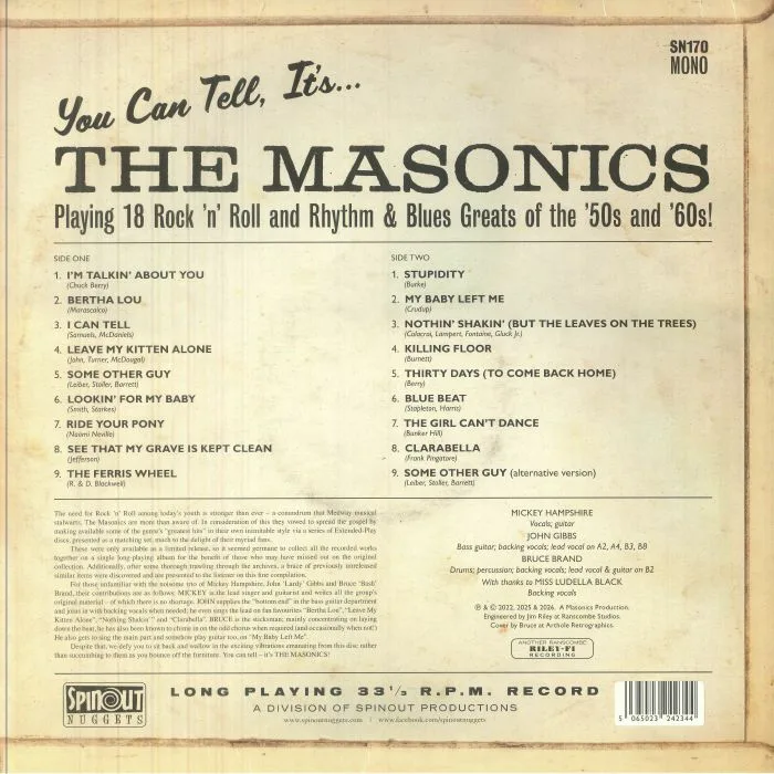 Back cover — The MASONICS — You Can Tell It's