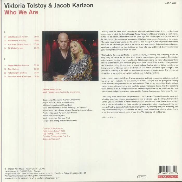 Back cover — Viktoria TOLSTOY / JAKOB KARLZON — Who We Are